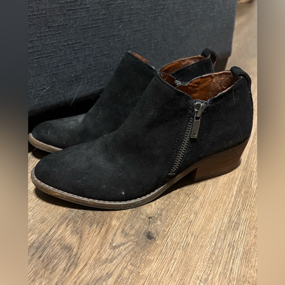 Lucky Brand Black Suede Ankle Booties